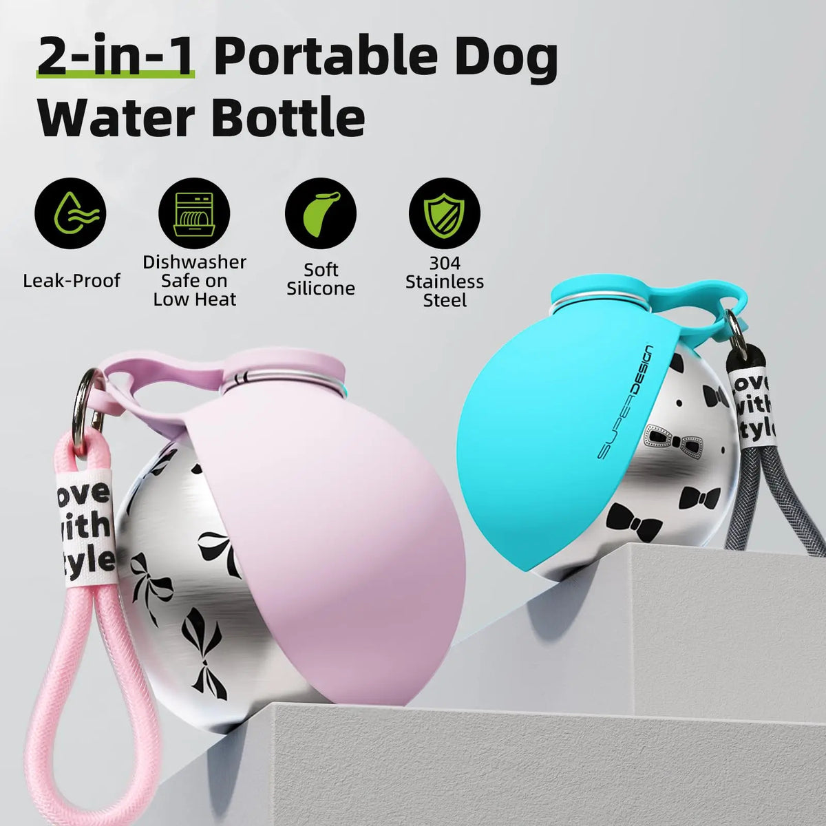 2-in-1 Travel Water Bottle for Small Dogs