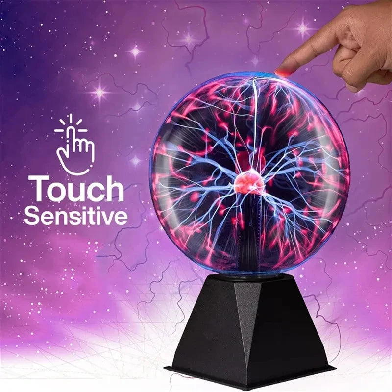 Plasma Ball Lamp, Touch-Reactive Lightning Orb