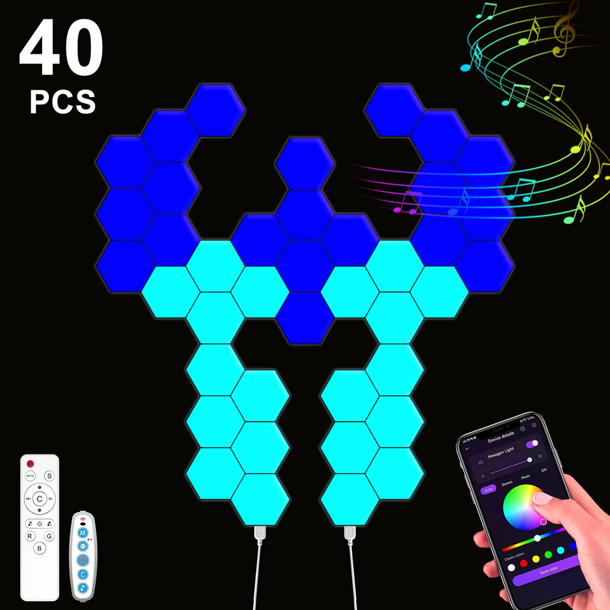 Smart Hexagon LED Wall Panels, App and Music Sync