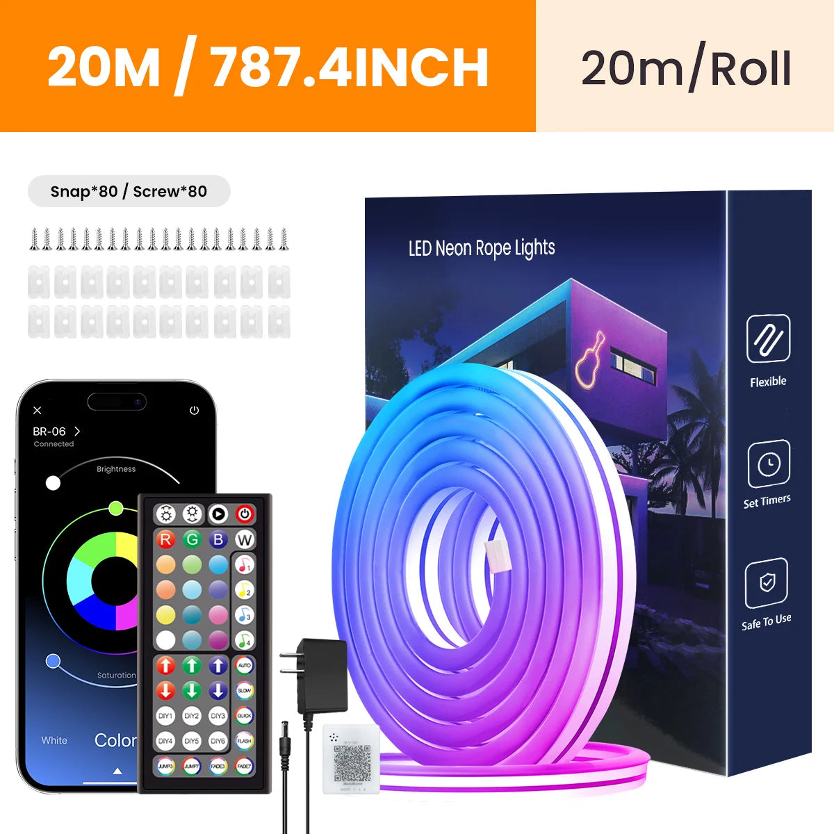 RGB Neon Rope Light Strip, App and Music Sync