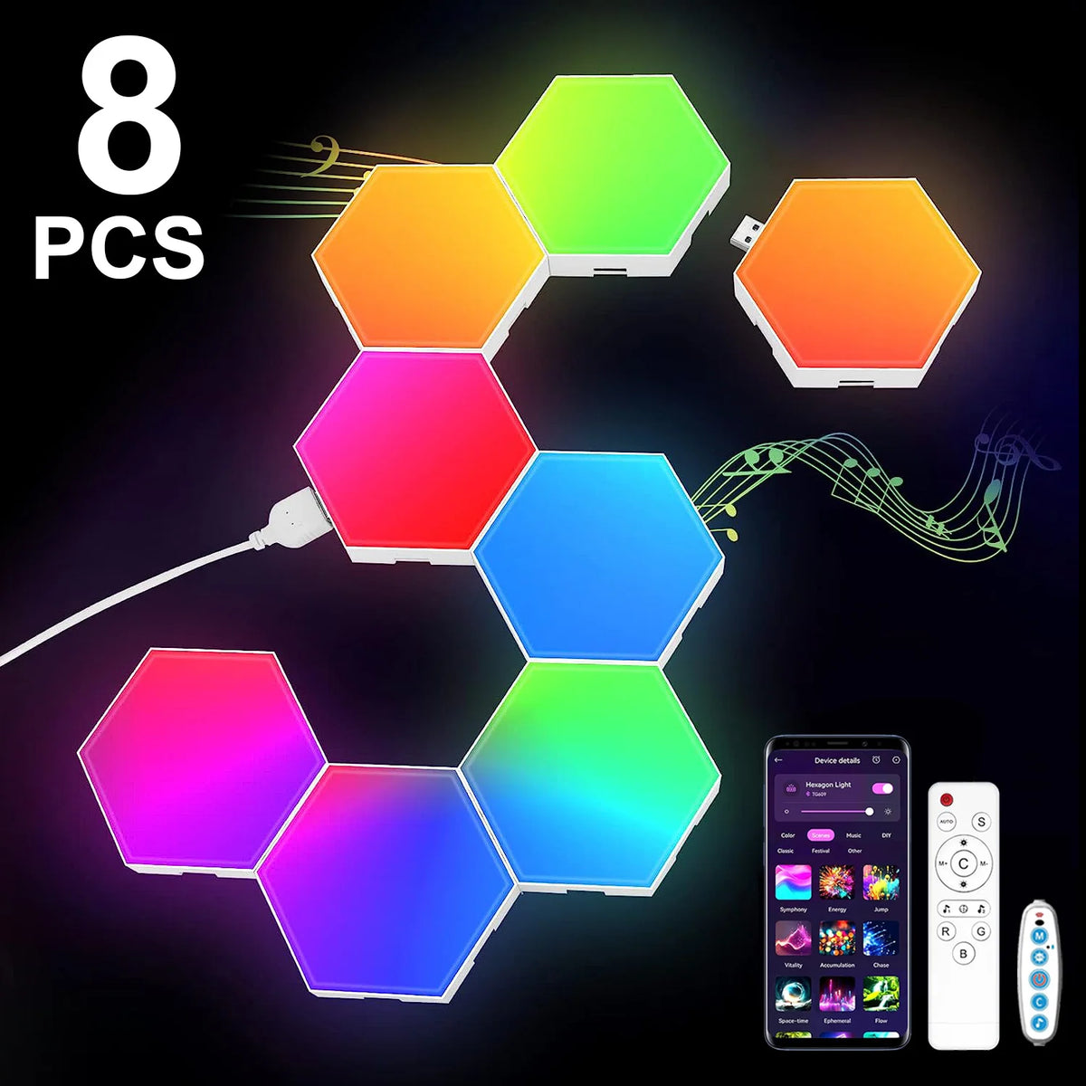 Smart Hexagon LED Wall Panels, App and Music Sync