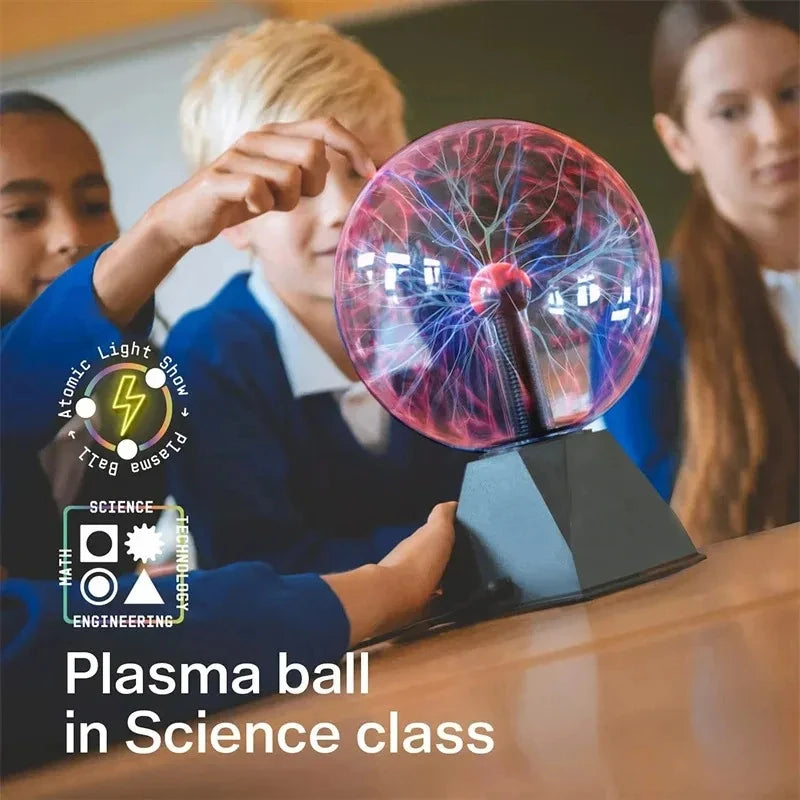 Plasma Ball Lamp, Touch-Reactive Lightning Orb