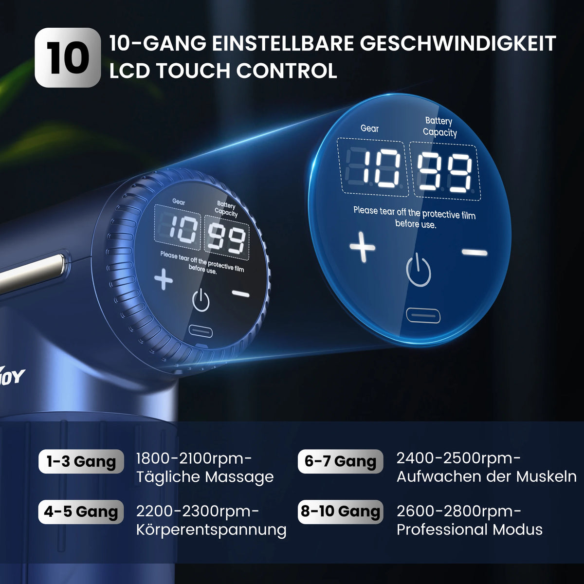 Percussion Massage Gun, 10 Speeds and 6 Heads