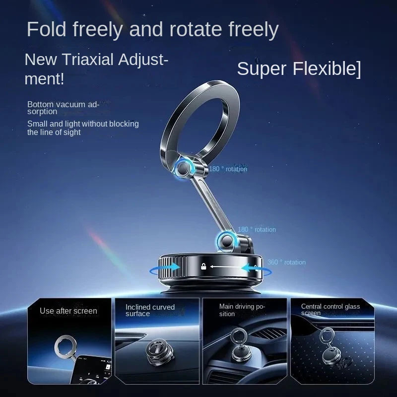 360° Magnetic Car Phone Holder, Vacuum Suction Mount