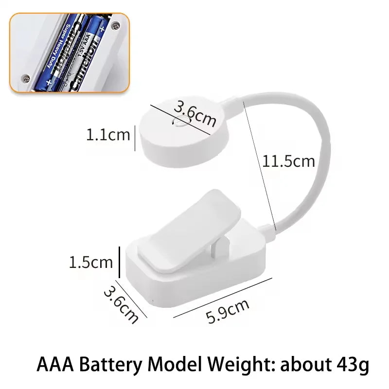 Mini Clip-On Reading Light, 3 Modes