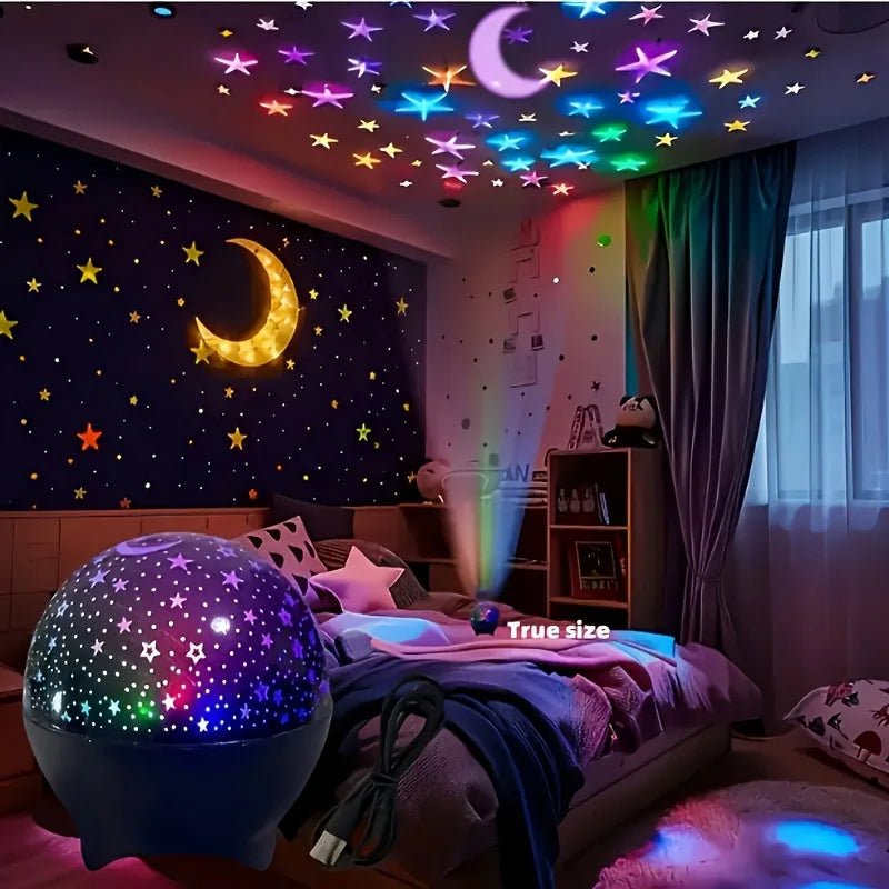 RGB Galaxy Projector Night Light, Starry Moon Ambient Lamp