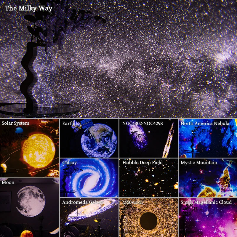 12-in-1 Galaxy Projector, 360° Rotating Night Light
