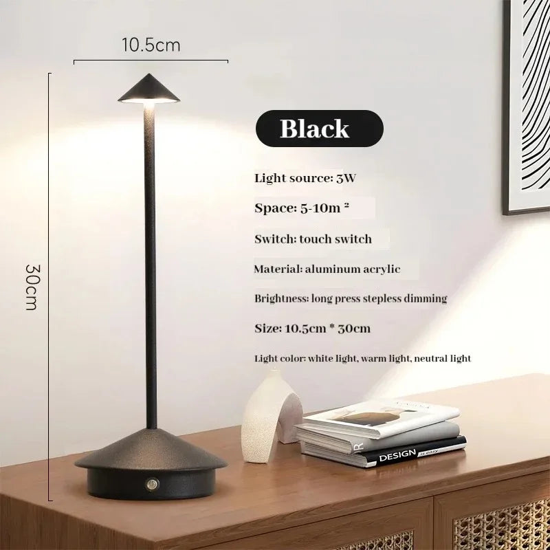 Cordless LED Table Lamp, Rechargeable Touch Dimmer