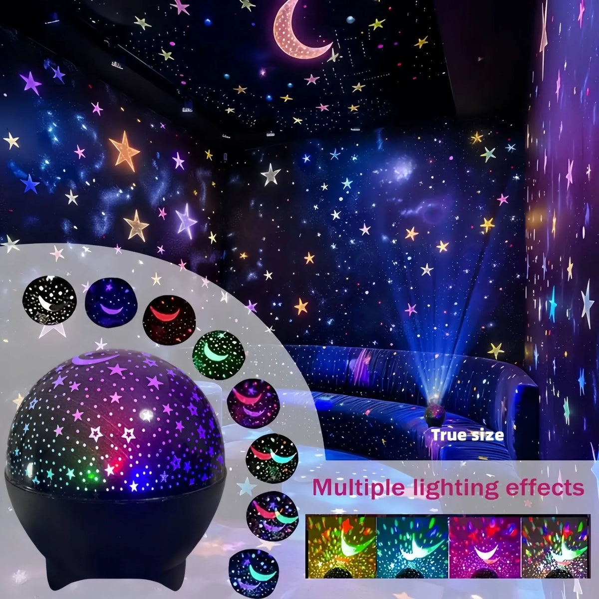 RGB Galaxy Projector Night Light, Starry Moon Ambient Lamp