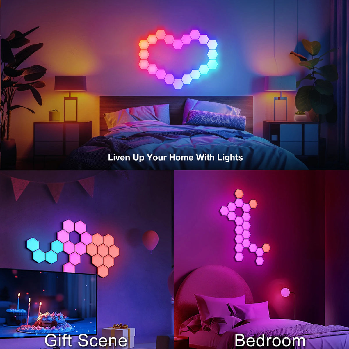 Smart Hexagon LED Wall Panels, App and Music Sync