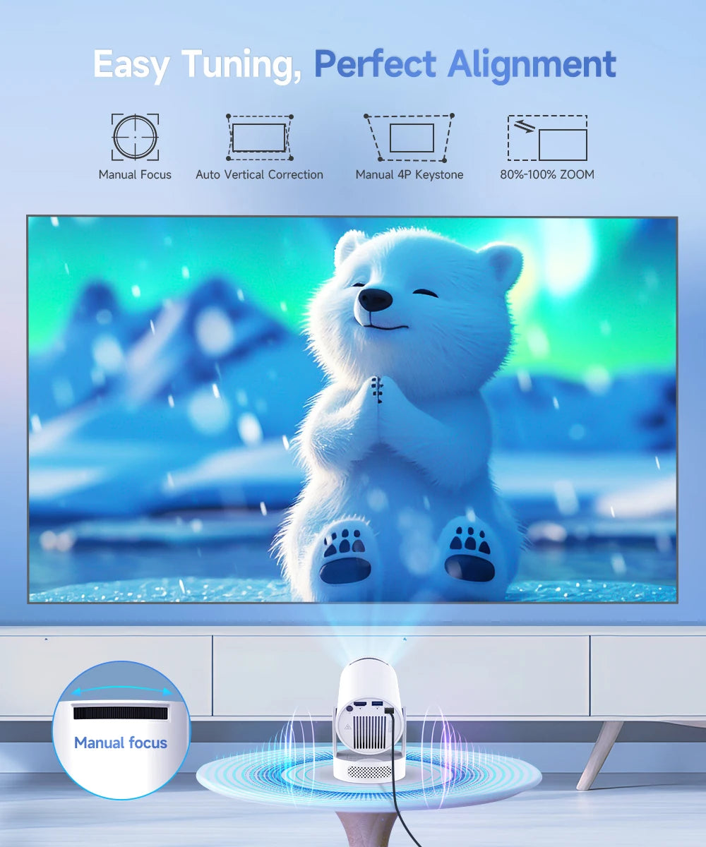 Portable Smart Projector, Android 14 with Wi-Fi 6