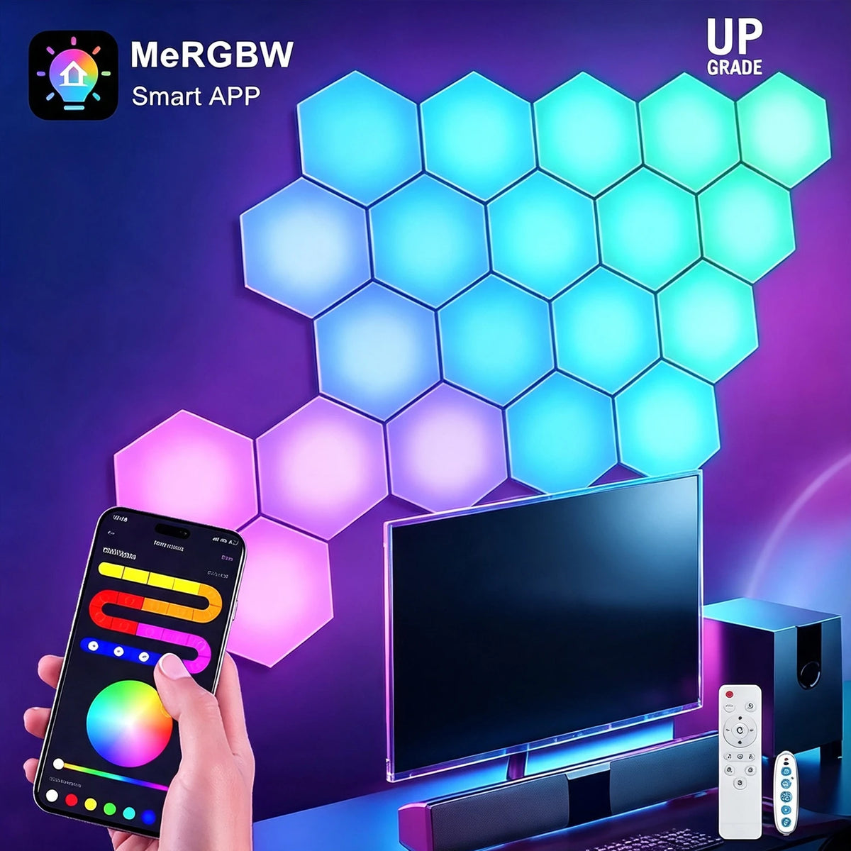 Smart Hexagon LED Wall Panels, App and Music Sync
