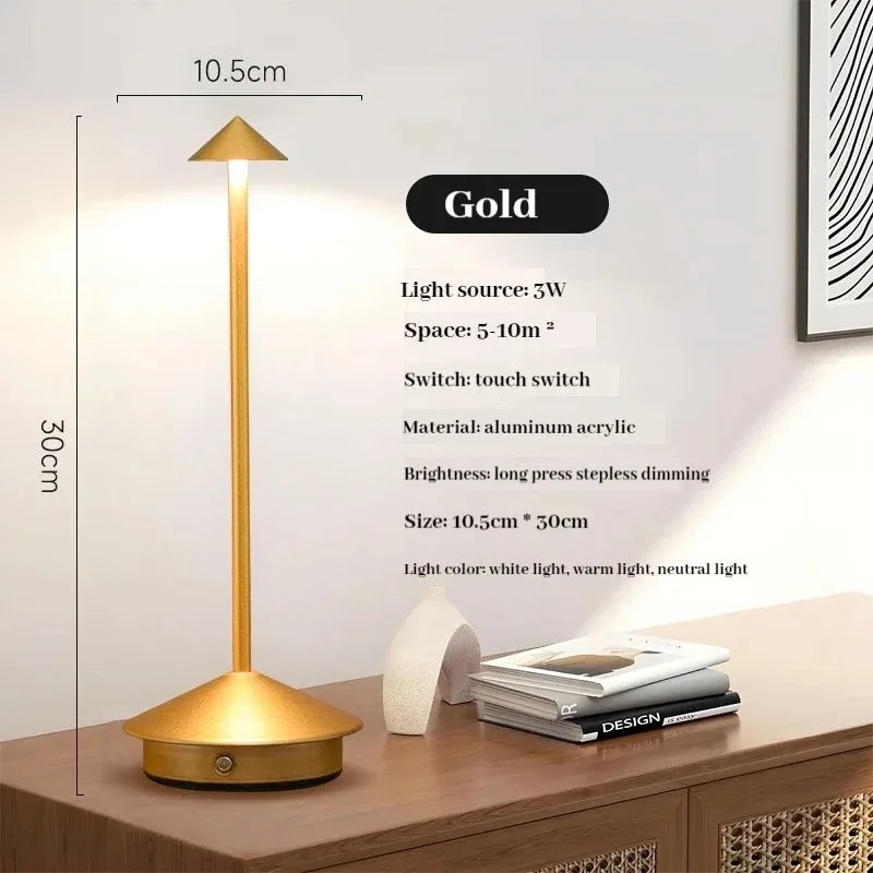Cordless LED Table Lamp, Rechargeable Touch Dimmer