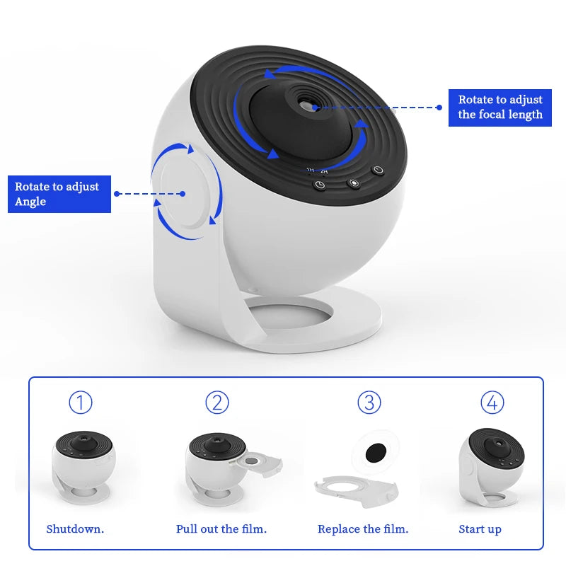 12-in-1 Galaxy Projector, 360° Rotating Night Light
