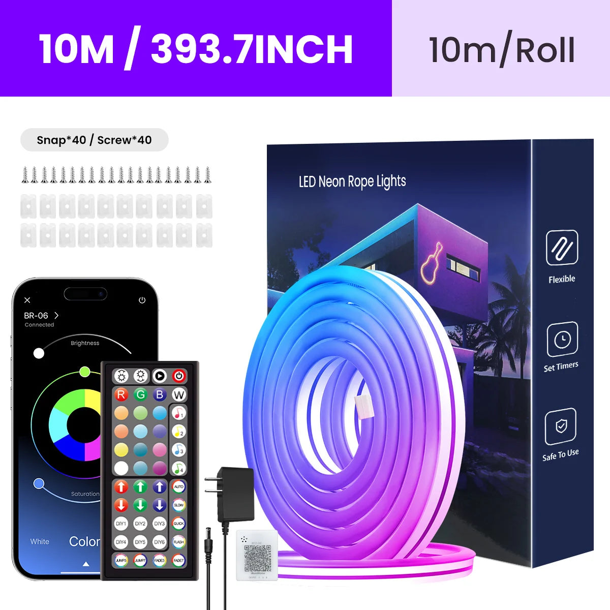 RGB Neon Rope Light Strip, App and Music Sync