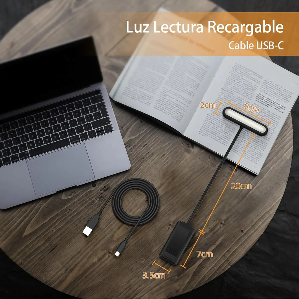 Clip-On Book Light, USB Rechargeable, 14 LED