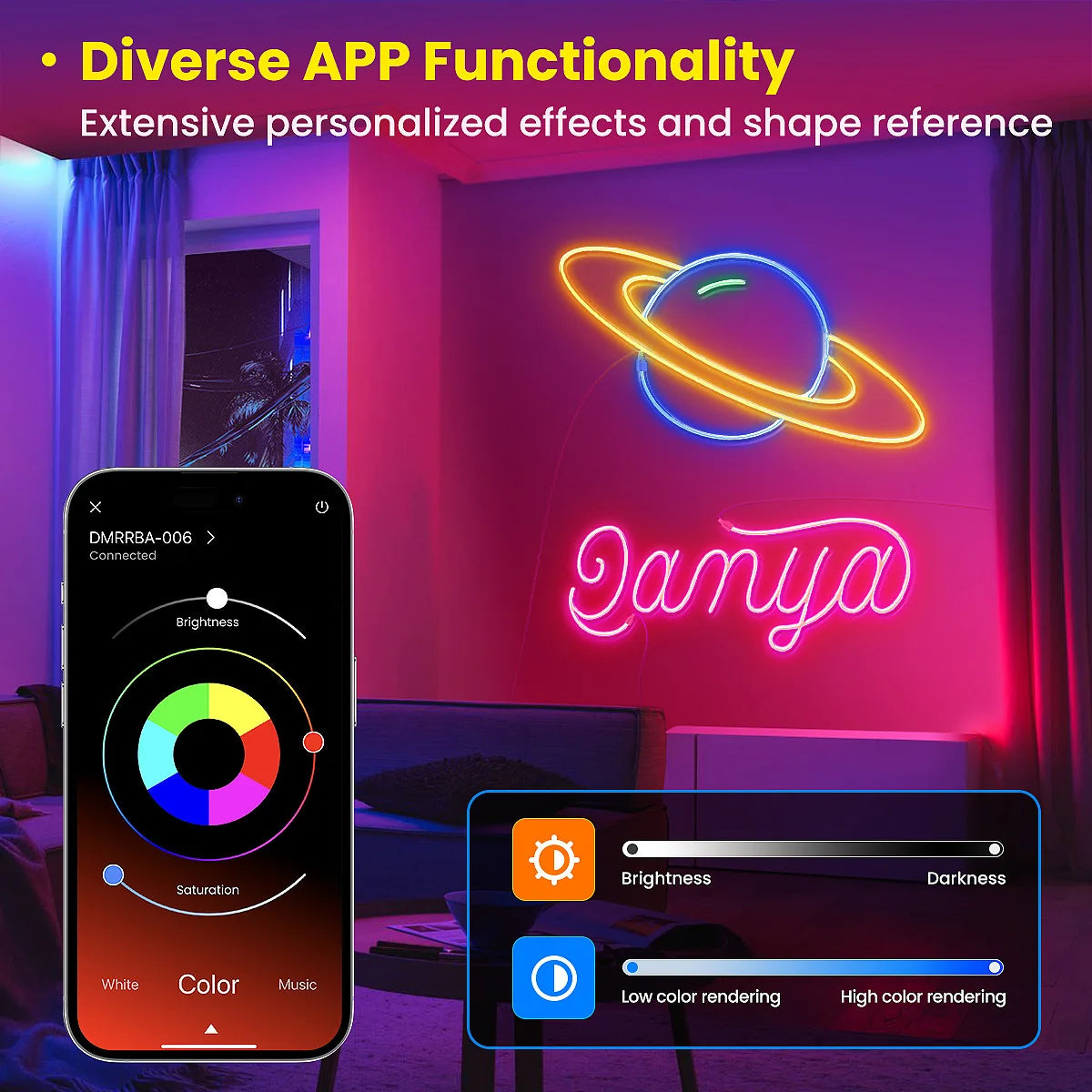 RGB Neon Rope Light Strip, App and Music Sync