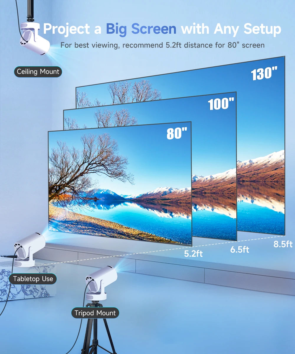 Portable Smart Projector, Android 14 with Wi-Fi 6