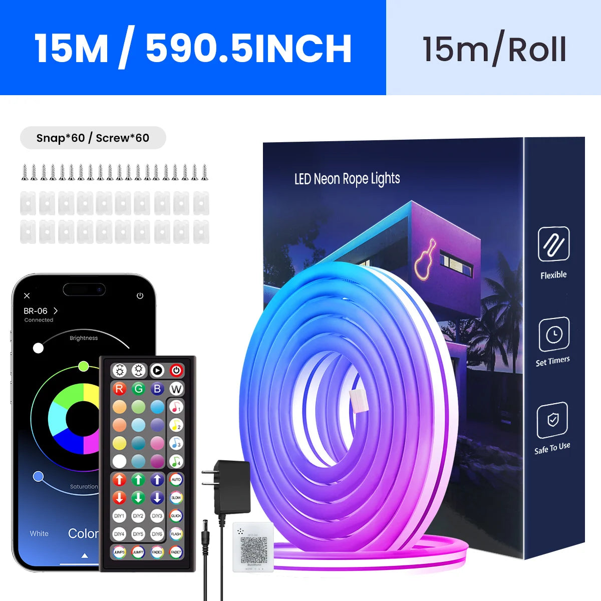 RGB Neon Rope Light Strip, App and Music Sync