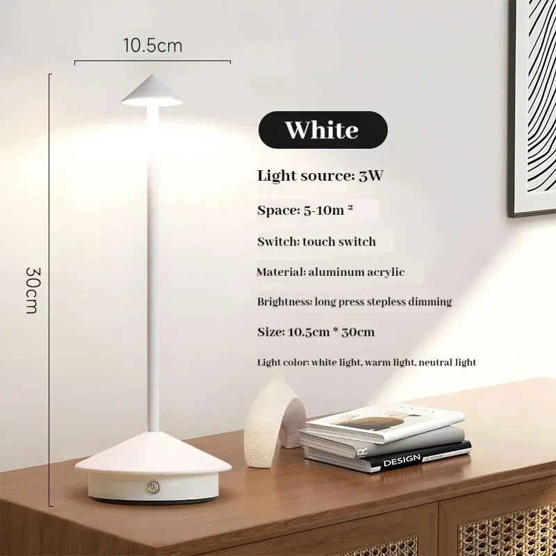 Cordless LED Table Lamp, Rechargeable Touch Dimmer