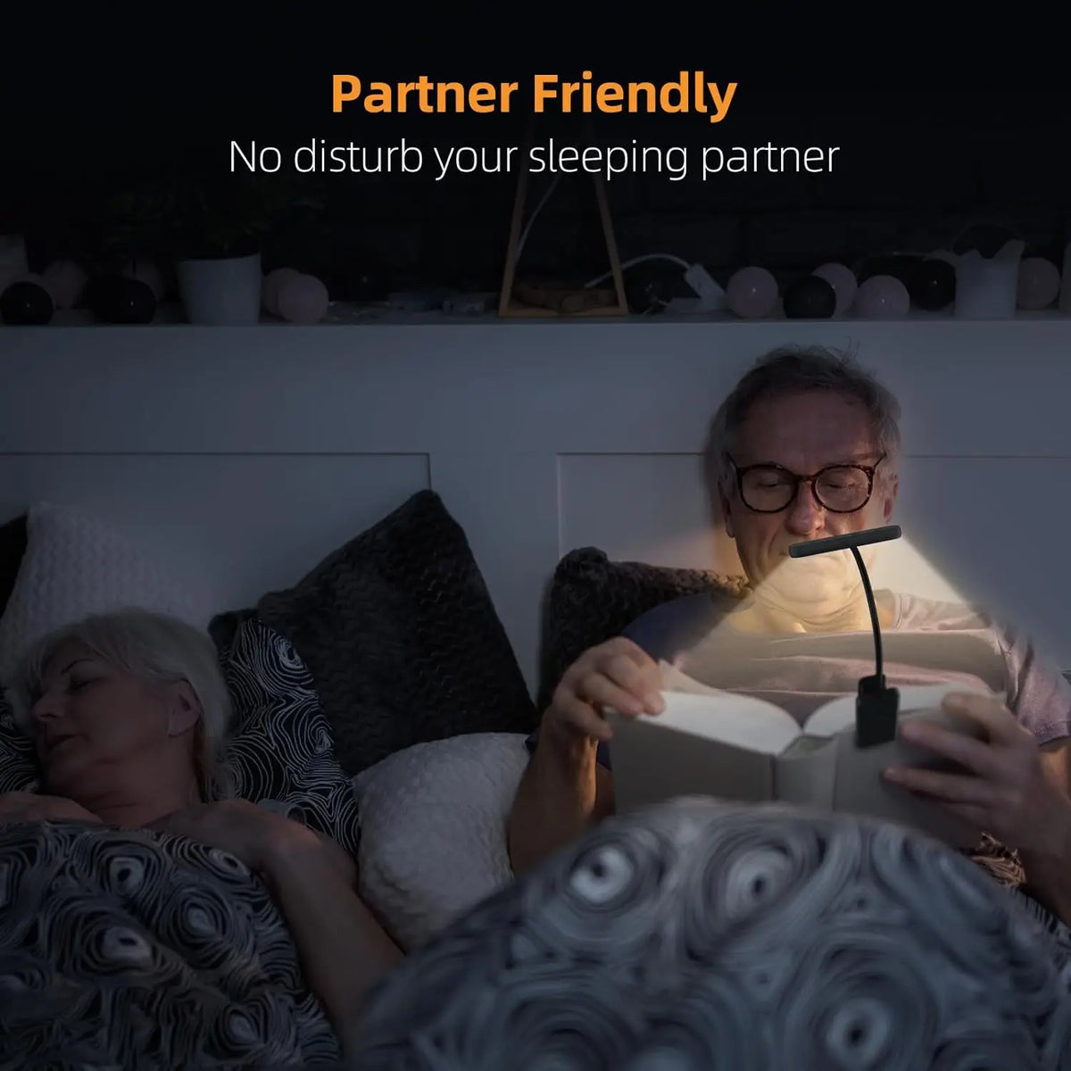 Clip-On Book Light, USB Rechargeable, 14 LED