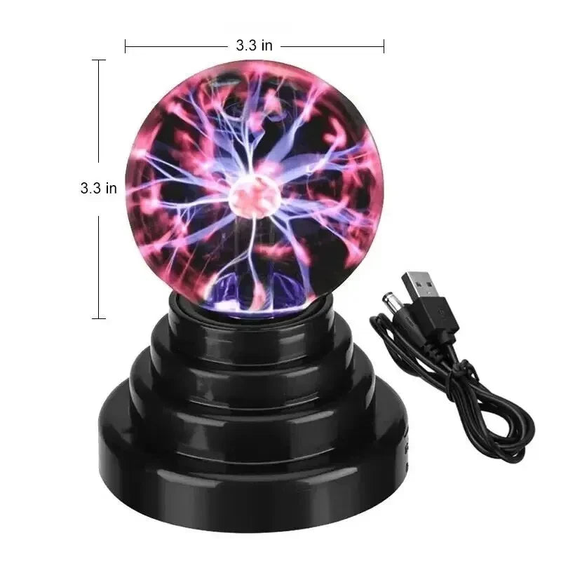 Plasma Ball Lamp, Touch-Reactive Lightning Orb